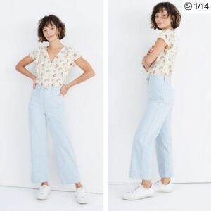 Madewell Slim Emmett Wide Leg Cropped Jeans In Speckle